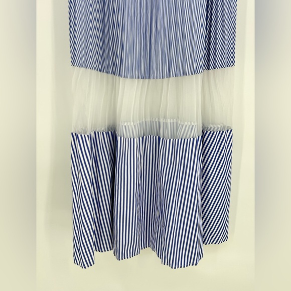 Armani Exchange Striped Pleated Midi Dress Women's 8- Nautical Beach Vacation - Picture 11 of 14